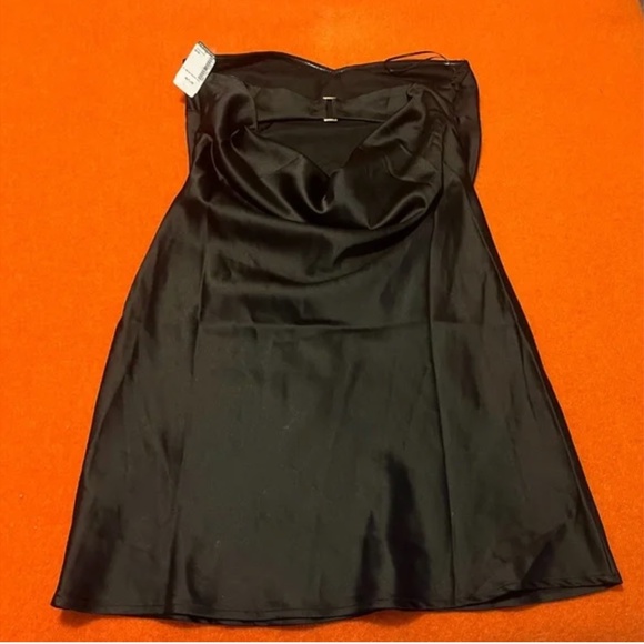 Blue Blush black draped back strapless satin bustier mini dress NWT - Picture 8 of 10